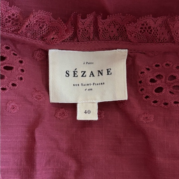 Sezane Lace Ruffle Blouse - Red - Picture 3 of 7